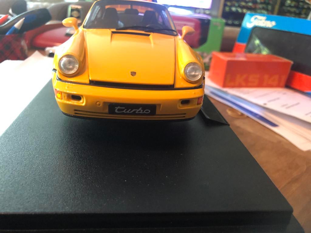 PORSCHE 911 (964). TURBO. amarillo. 1991, Ophalen of Verzenden, Nieuw, Welly