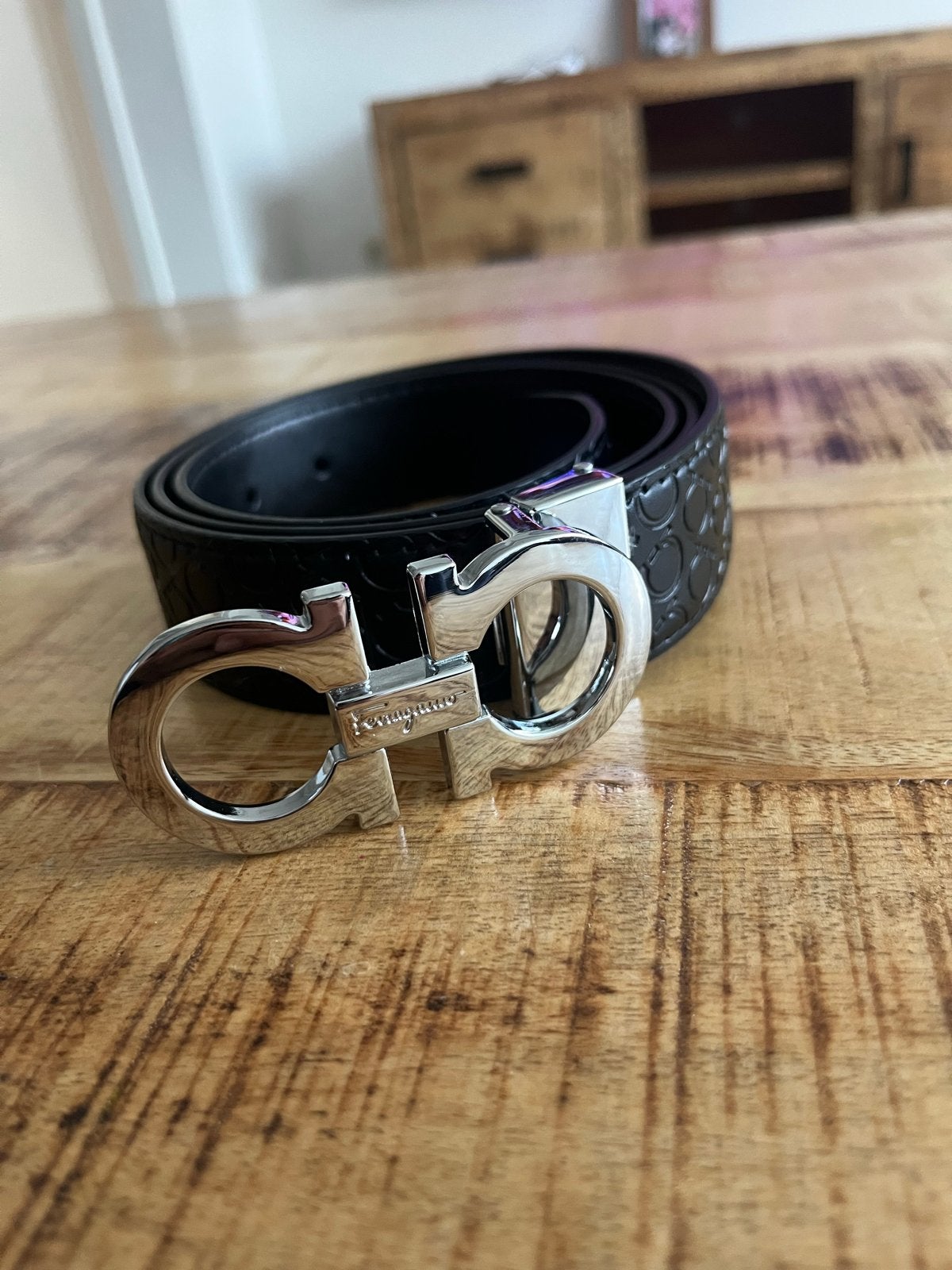 Salvatore Ferragamo riem - Zwart 115cm, Ophalen of Verzenden, Zo goed als nieuw, 115 cm of meer, Echt leder