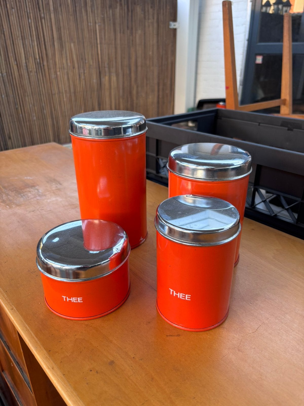 4 Vintage Brabantia Voorraadbussen – Retro Oranje (70s), Ophalen of Verzenden, Zo goed als nieuw