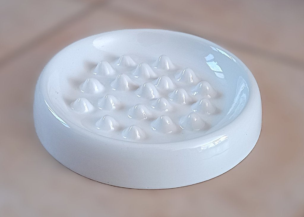 Keramische slowfeeder voor kat/hond ~250 ml - 18 cm - wit, Dieren en Toebehoren, Hondenvoerbakken en Drinkbakken, Ophalen of Verzenden
