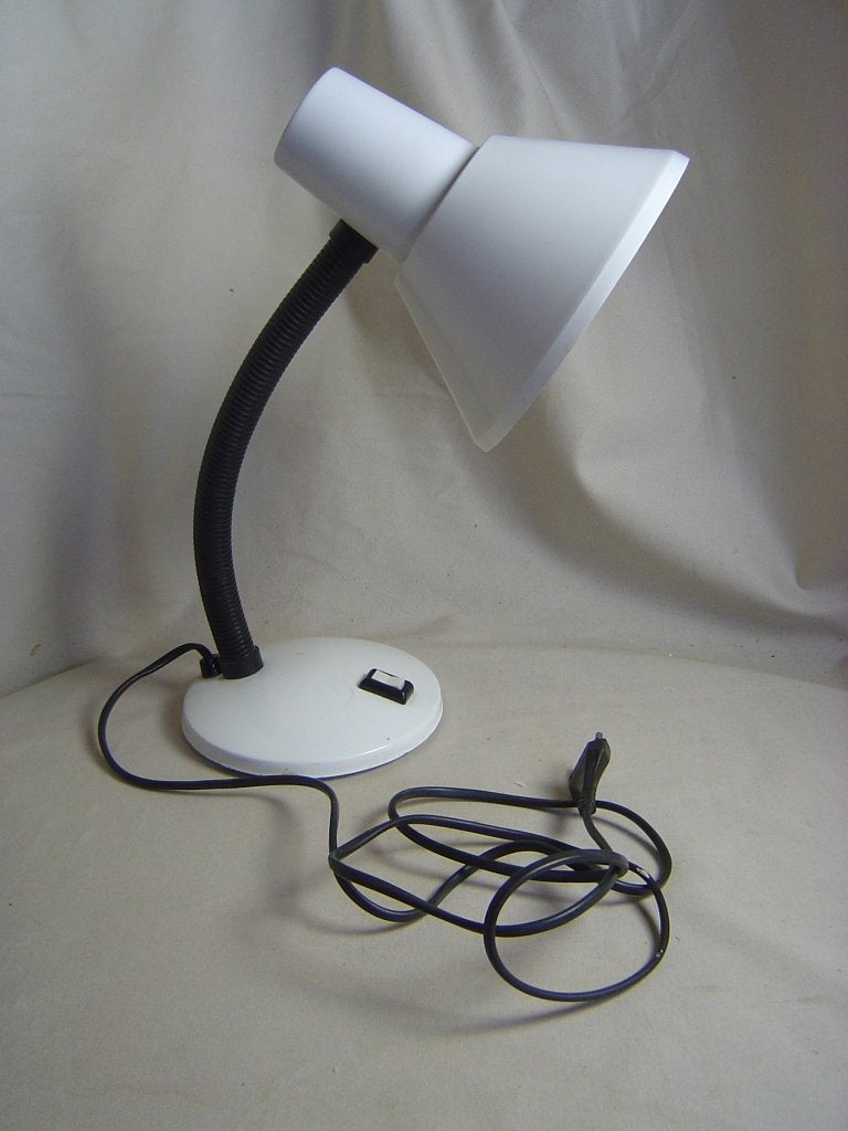 Vintage wit metalen bureaulamp jaren 70, Ophalen of Verzenden, Gebruikt, Metaal