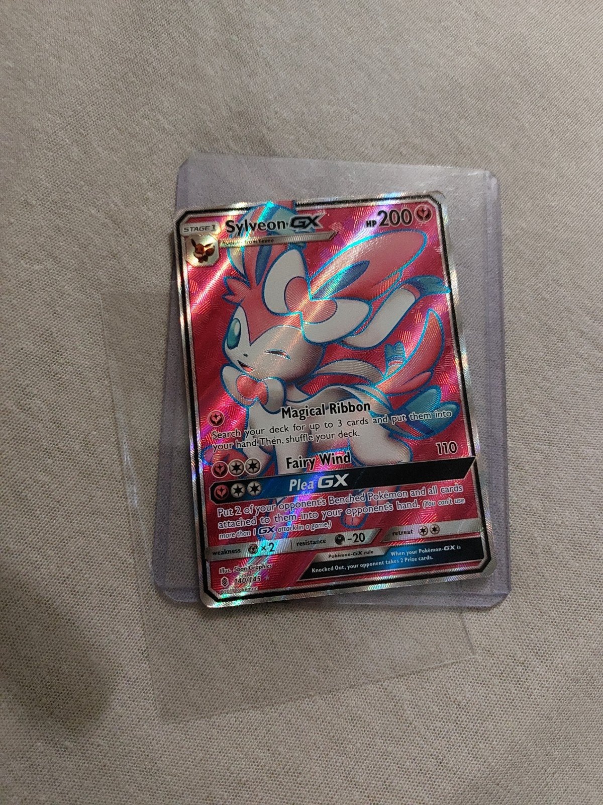 Sylveon GX Full Art Pokémon Kaart (SM145), Ophalen of Verzenden, Gebruikt, Losse kaart, Foil