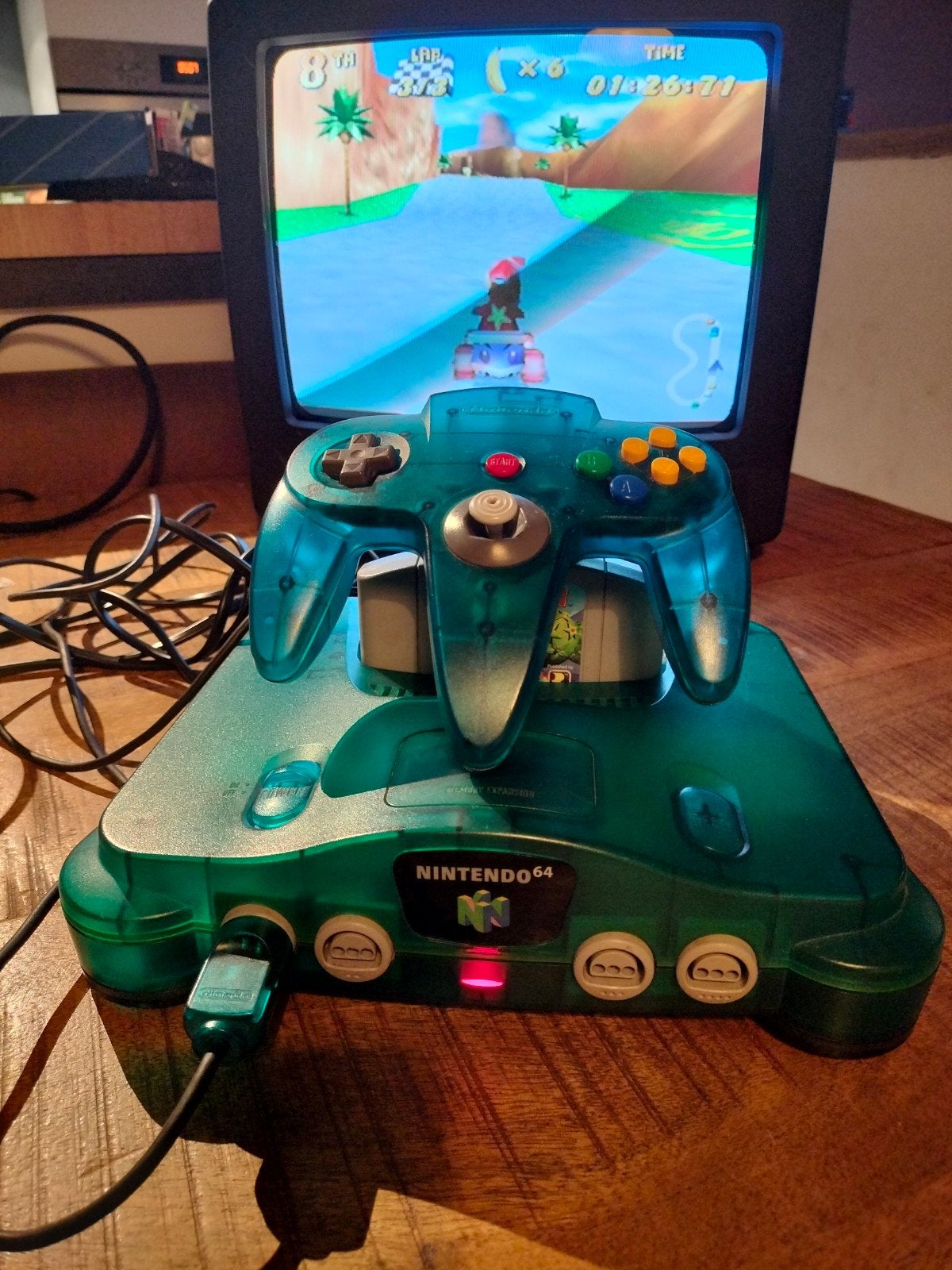 Nintendo 64 N64 Console ice blue Compleet, Ophalen of Verzenden, Gebruikt, Met 1 controller, Met geheugenkaart