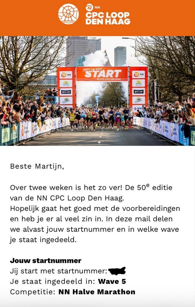 CPC halve marathon startbewijs, Ophalen of Verzenden, Opbergdoos