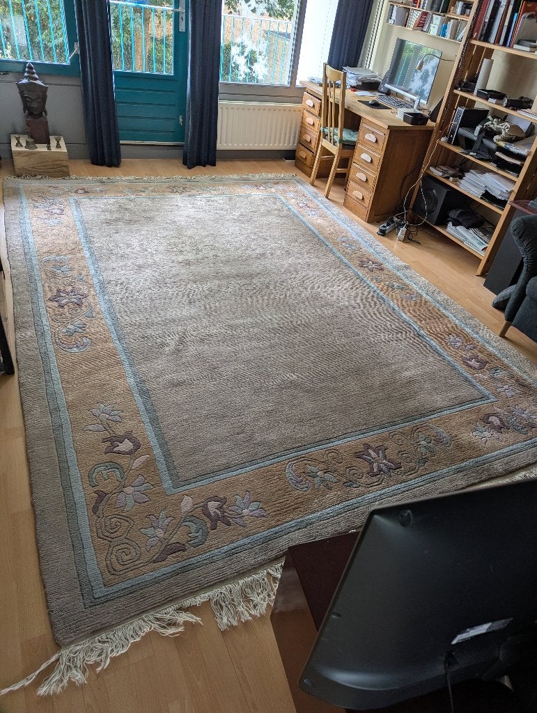handgeknoopt tapijt 350x250 cm, Ophalen, Beige, 200 cm of meer, Zo goed als nieuw