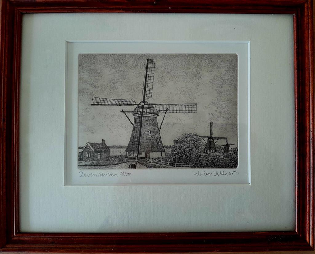 Zevenhuizen ( Ets door Willem Veldhorst ), 22 cm, Ophalen of Verzenden, Gesigneerd, Landschap