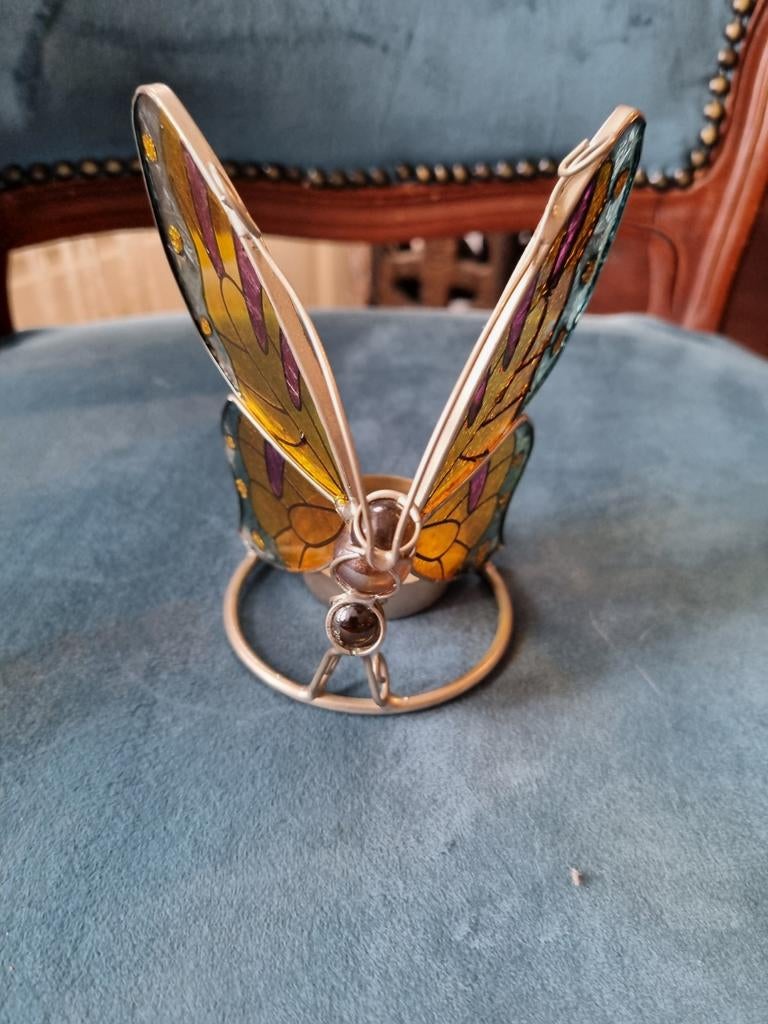 decoratieve vlinder waxinelichthouder in Tiffany-stijl, Ophalen of Verzenden, Overige materialen
