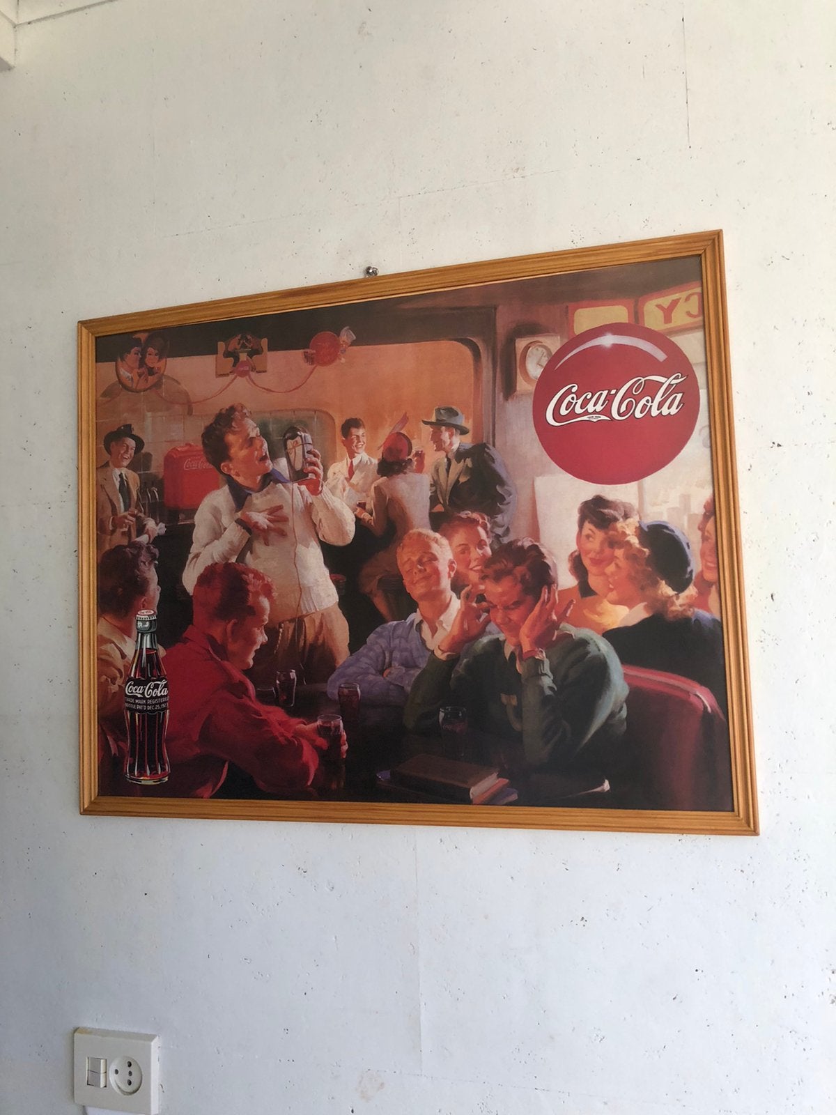 Vintage Coca-Cola Reclame Poster - Ingelijst, Ophalen, Gebruikt, Reclamebord