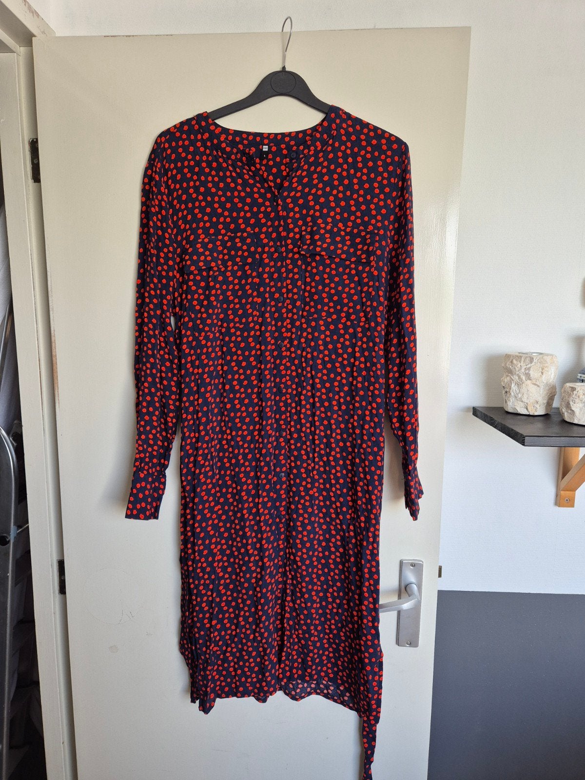 Jurk met rode stippen, maat L, Blauw, Maat 42/44 (L), Ophalen of Verzenden, Onbekend