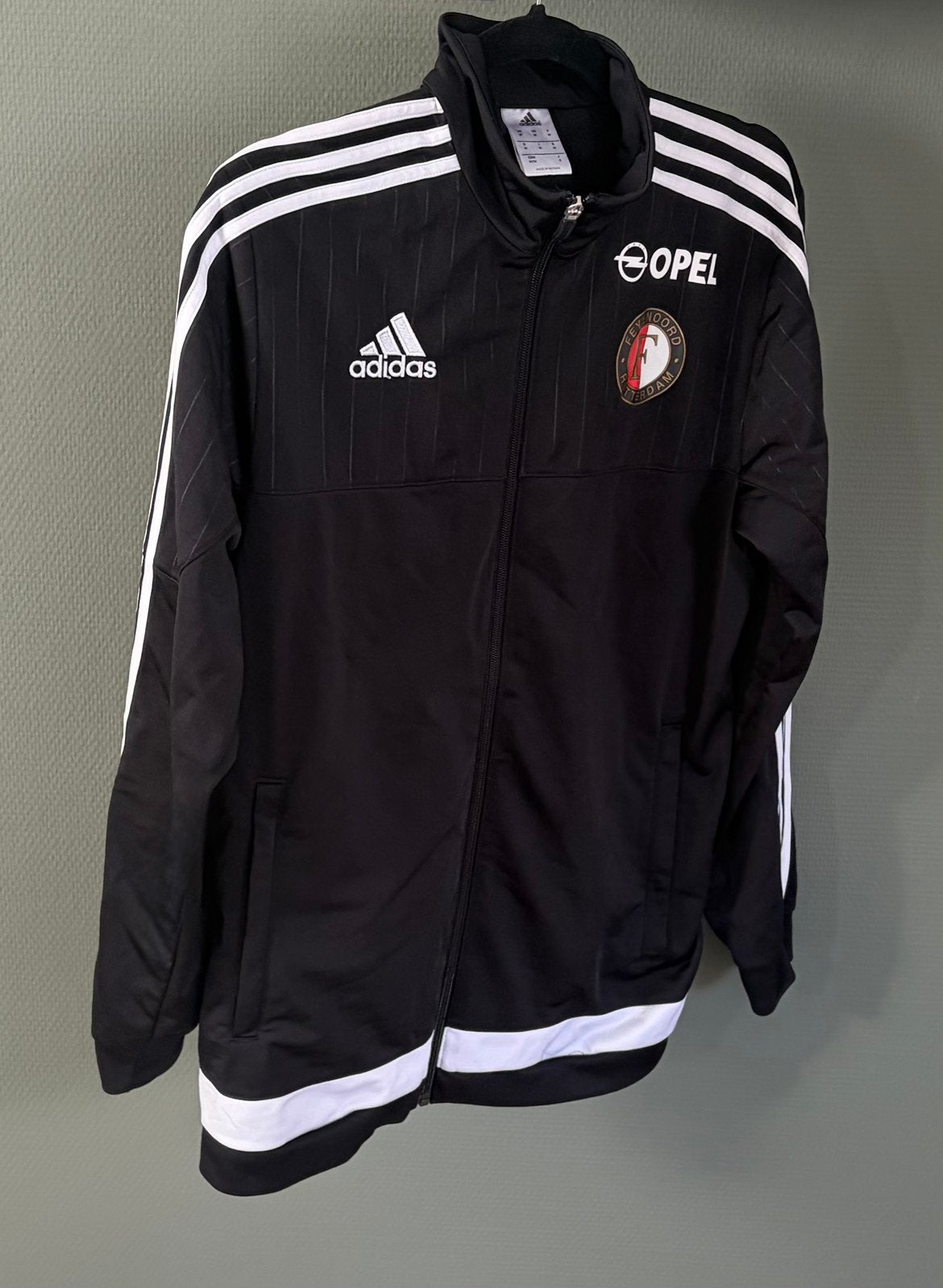 Adidas Feyenoord trainingsjack 2014/15 Opel vintage M, Ophalen of Verzenden, Zo goed als nieuw, Zwart, Voetbal
