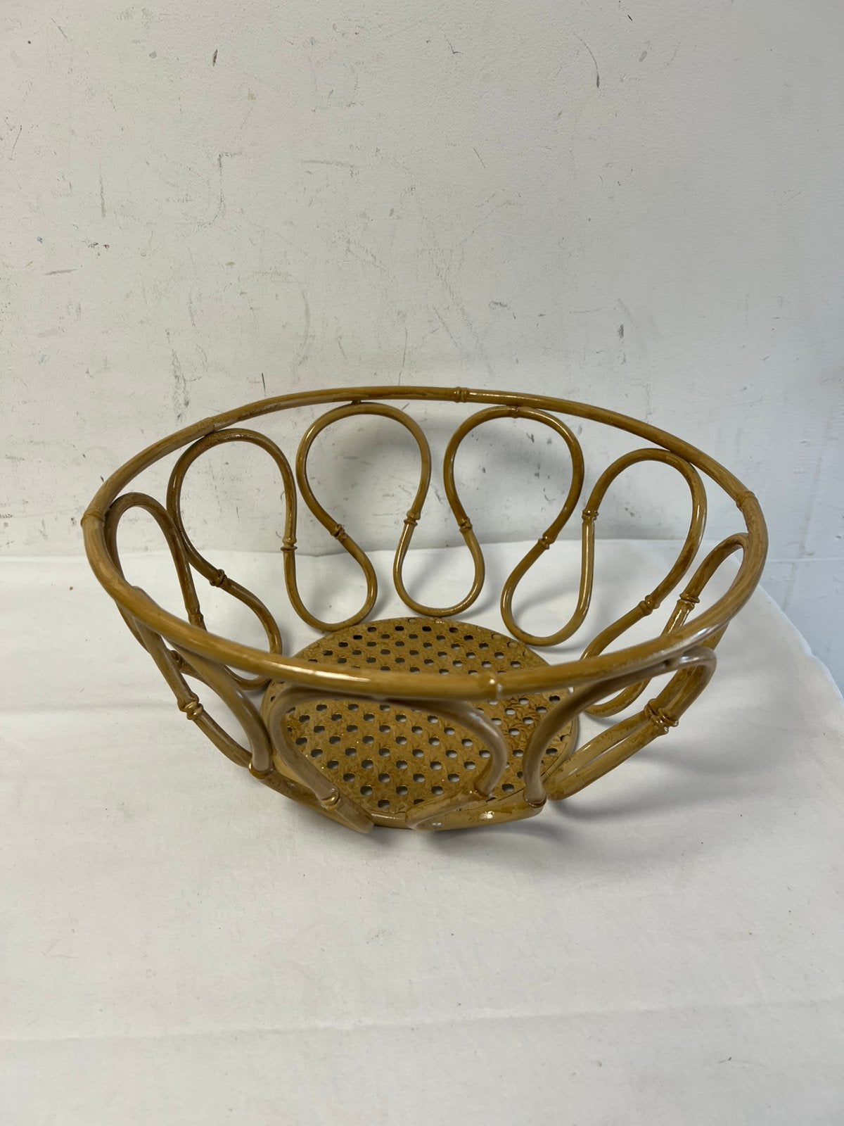 Te Koop : Rotan Metalen Mand Caning Metaal Beige, Overige materialen, Gebruikt, Mand, Rond