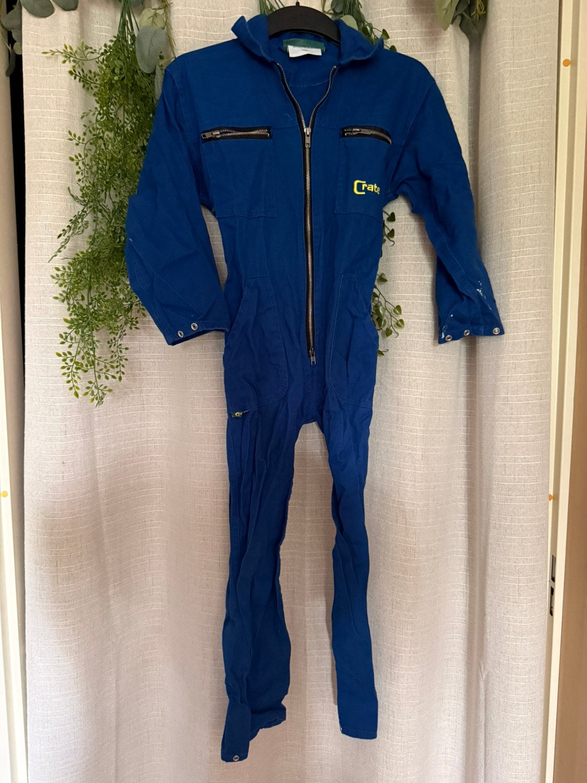 Stoere Blauwe Werkoverall / Rallyoverall met 'Crate' Logo, Ophalen of Verzenden, Zo goed als nieuw, Kinderen, Overall