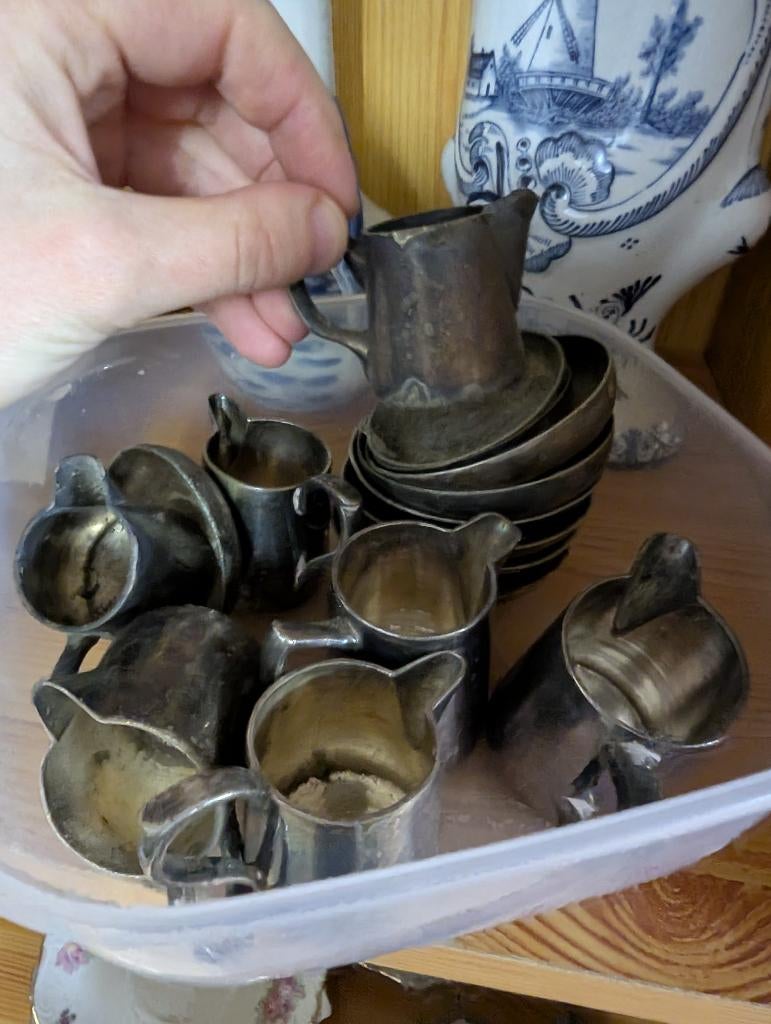 Tinnen mokken en potje, Antiek en Kunst, Ophalen