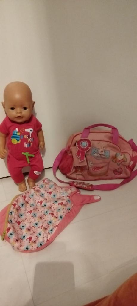Baby born met slaapzak en luiertas, Kinderen en Baby's, Speelgoed | Poppen, Ophalen of Verzenden, Gebruikt, Babypop