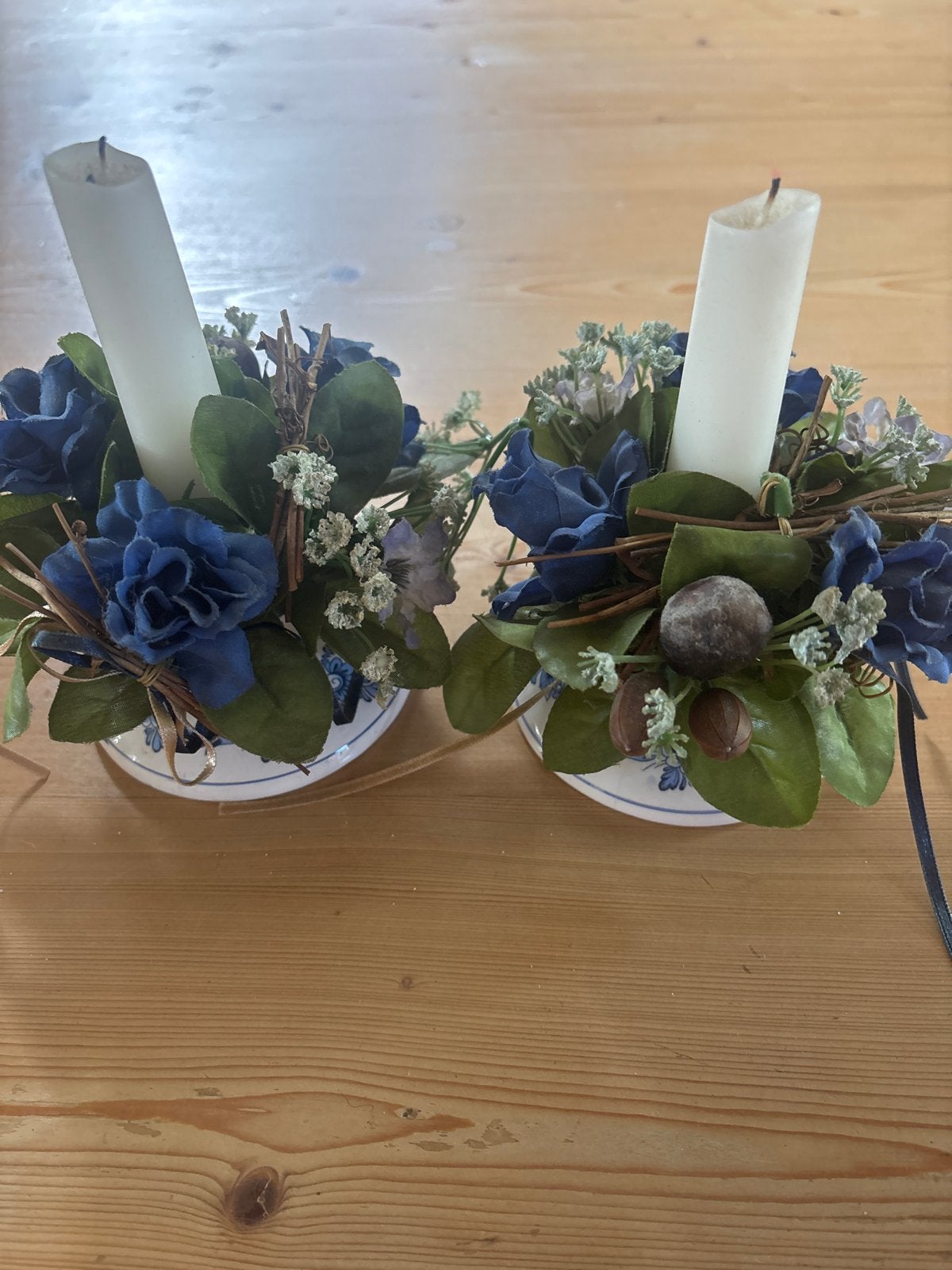 Set van 2 Kandelaars met Bloemen, Ophalen of Verzenden, Keramiek of Aardewerk