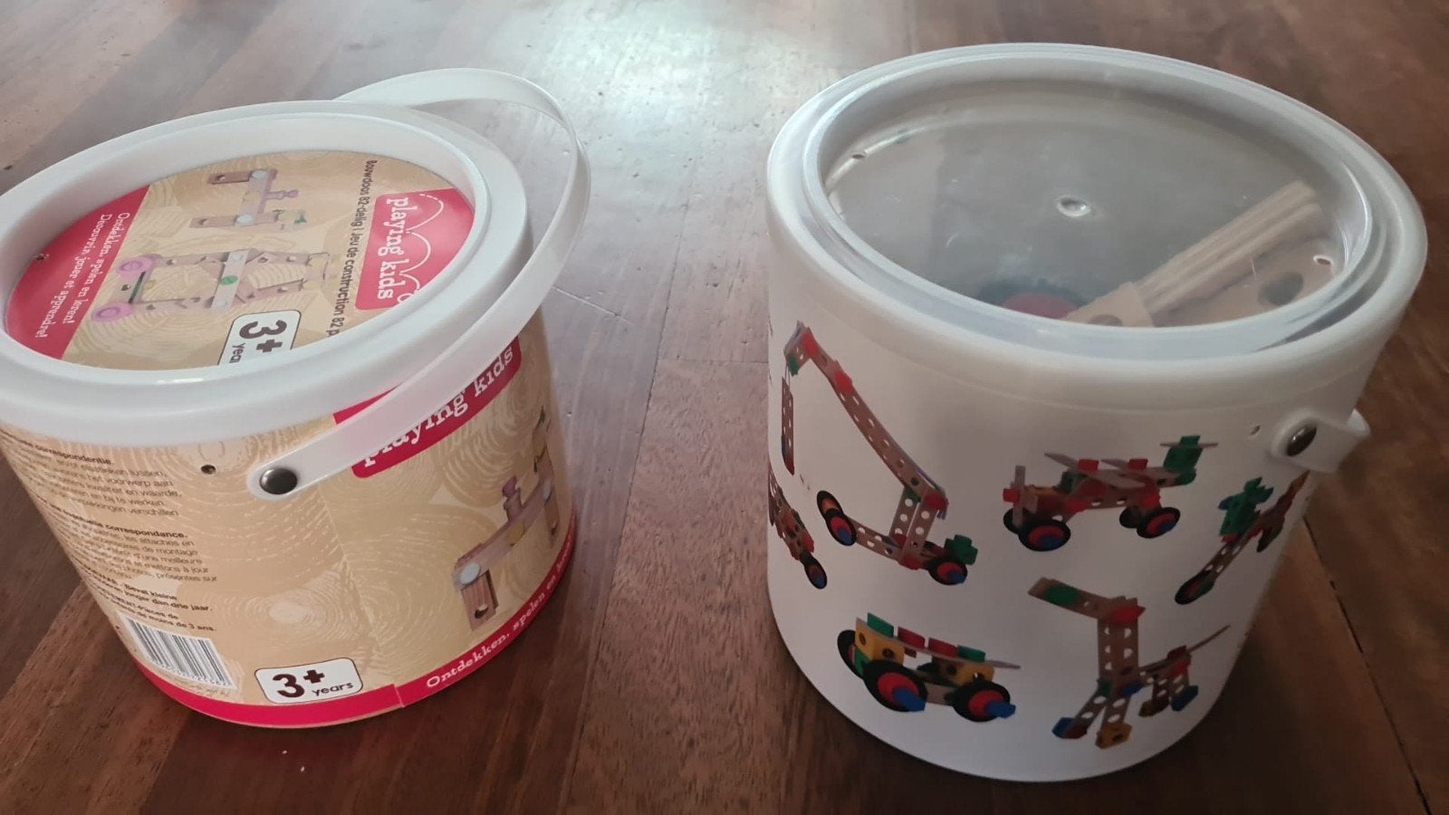 twee bouwdozen - Houten constructiespeelgoed, Ophalen, Gebruikt, Overige merken