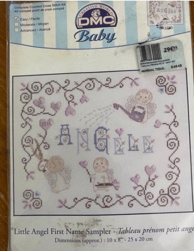 BORDUURPAKKET DMC LITTLE ANGEL FIRST NAME SAMPLER, Verzenden, Nieuw, Handborduren, Borduurpakket