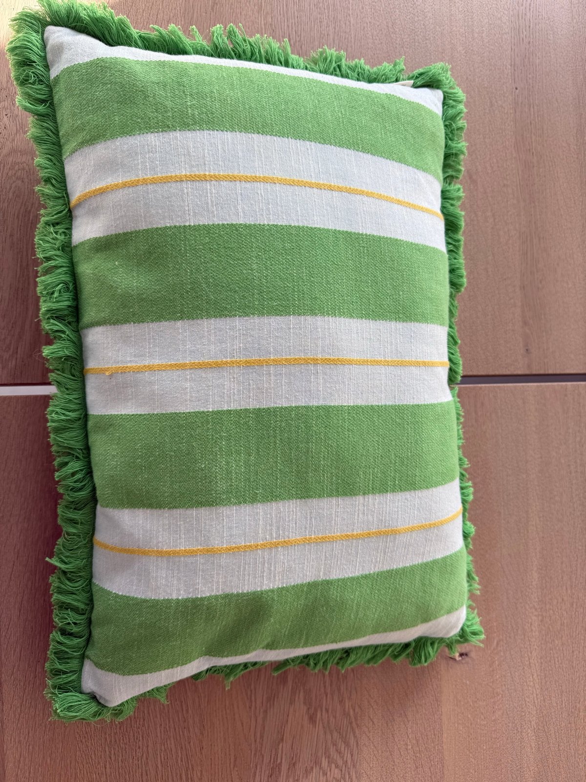Sissy-Boy Sierkussen Groen/Wit gestreept met franjes, Meerkleurig, Met print, Ophalen of Verzenden, Zo goed als nieuw