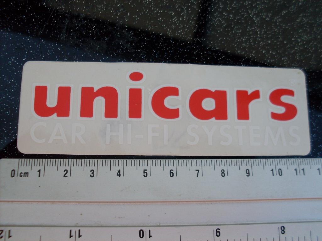 ruit sticker unicars car hi-fi systems logo, Verzamelen, Stickers, Zo goed als nieuw, Merk, Verzenden