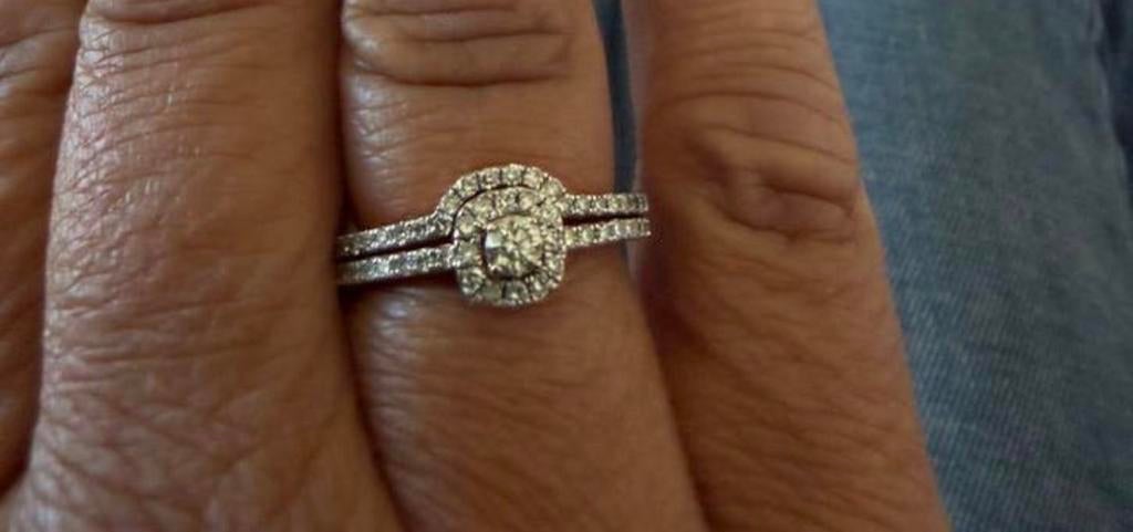 0.75 Ct Diamanten tweelingring in 14k geel goud, Ophalen of Verzenden, Zo goed als nieuw, 17 tot 18, Met edelsteen