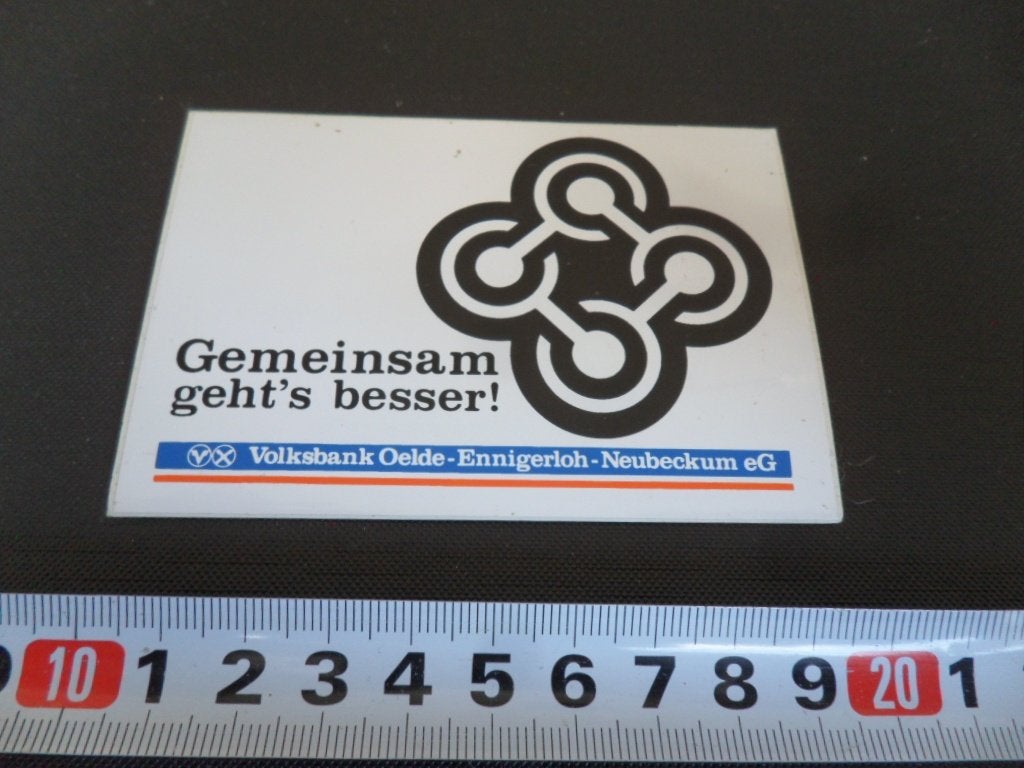 sticker Gemeinsam geht's besser ! Volksbank Oelde Ennigerloh, Ophalen, Zo goed als nieuw