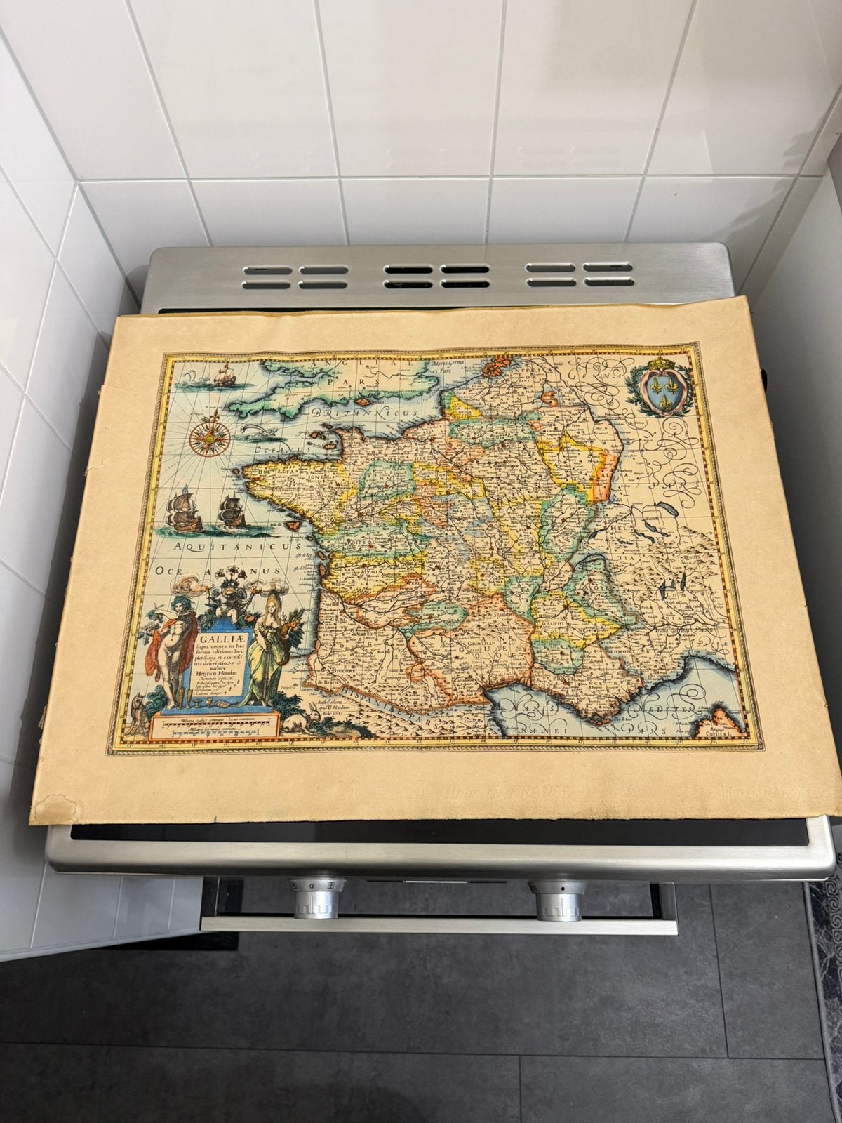 Antieke kaart van Frankrijk, Gallia met keurmerk, Antiek en Kunst, Ophalen, Gesigneerd, Gravure, Landschap