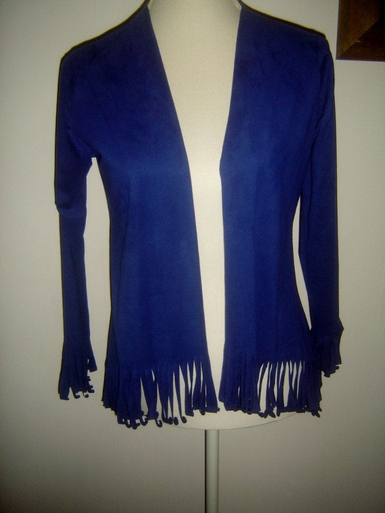 TRENDY donkerblauw suedelook vestje met franjes mt. S, Ophalen of Verzenden, Nieuw, Maat 36 (S), Blauw
