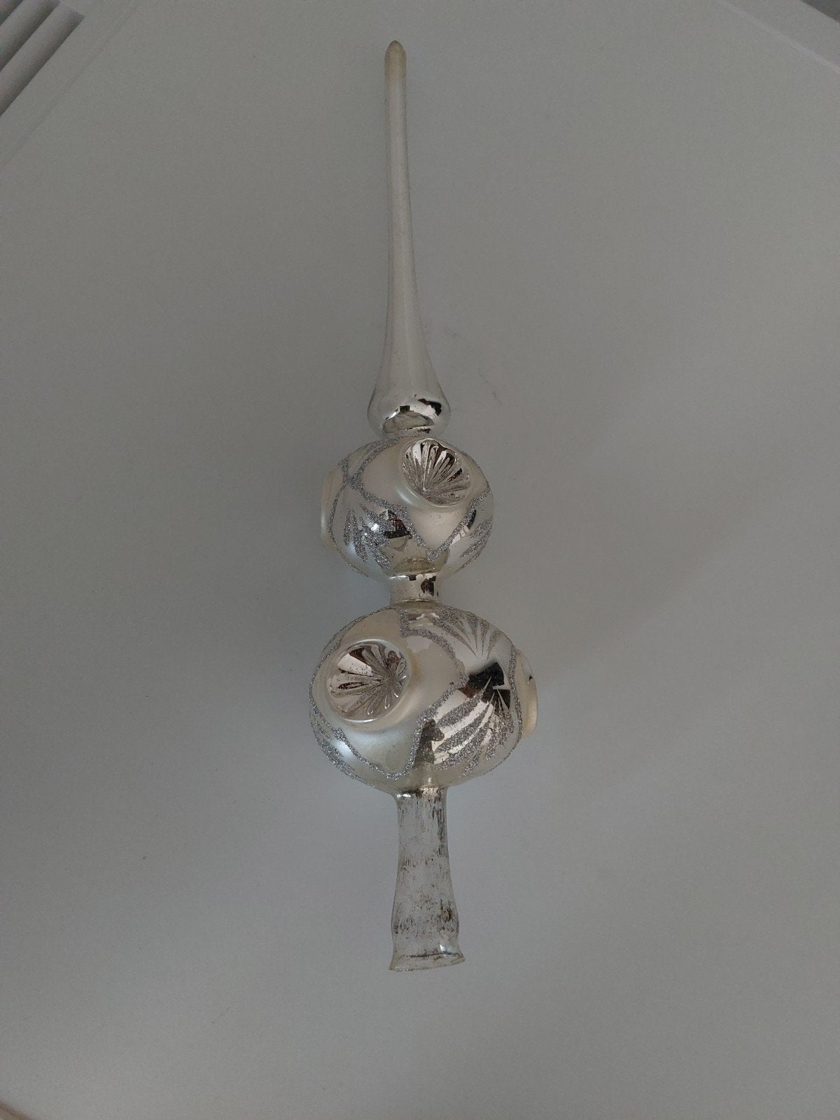 Vintage glazen piek, wit zilver van kleur., Ophalen of Verzenden, Zo goed als nieuw