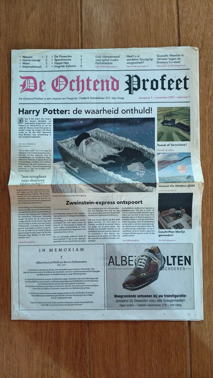 De Ochtend Profeet - Harry Potter krant, Ophalen of Verzenden, Zo goed als nieuw, Krant