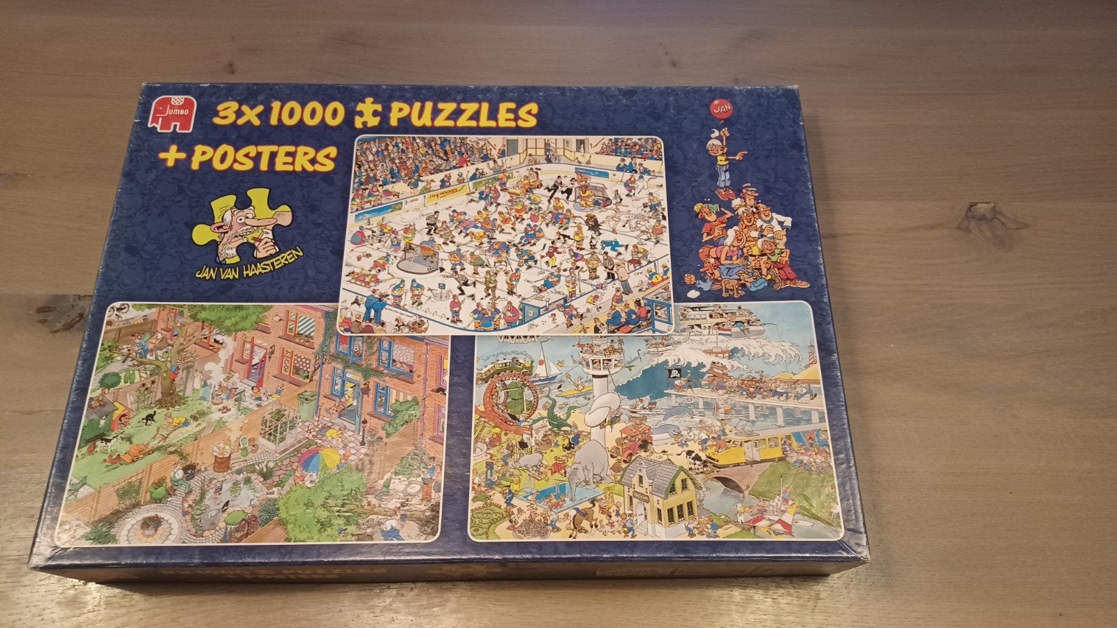 Jan van Haasteren 3x1000 stukjes puzzel + posters, Ophalen, Meer dan 1500 stukjes, Gebruikt, Legpuzzel