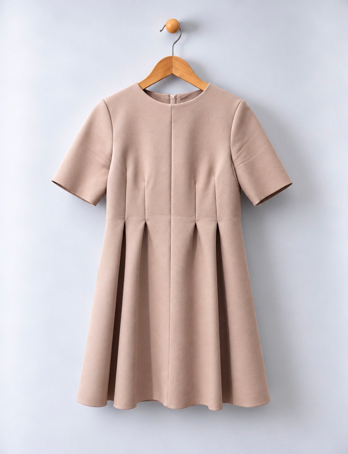 COS plooien jurk A-lijn lichtroze beige blush M medium 38, Maat 38/40 (M), Ophalen of Verzenden, Zo goed als nieuw, Roze
