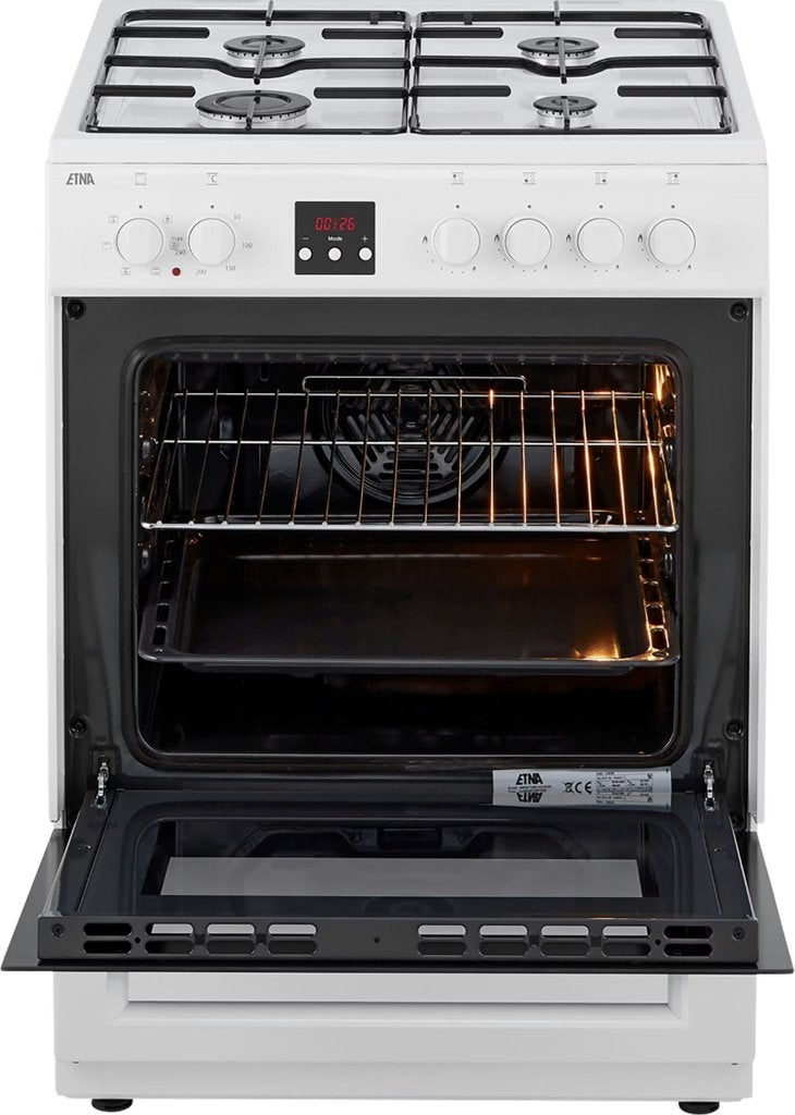 ETNA gasfornuis FGV561WIT - met elektrische oven - Wit, 60 cm of meer, Nieuw, Energieklasse A of zuiniger, Gas