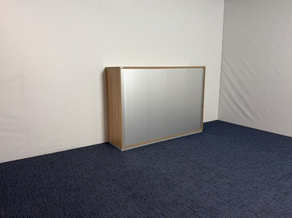 2x Roldeurkast Palmberg, kersen havanna/aluminium, 114 x 160, Ophalen, Gebruikt