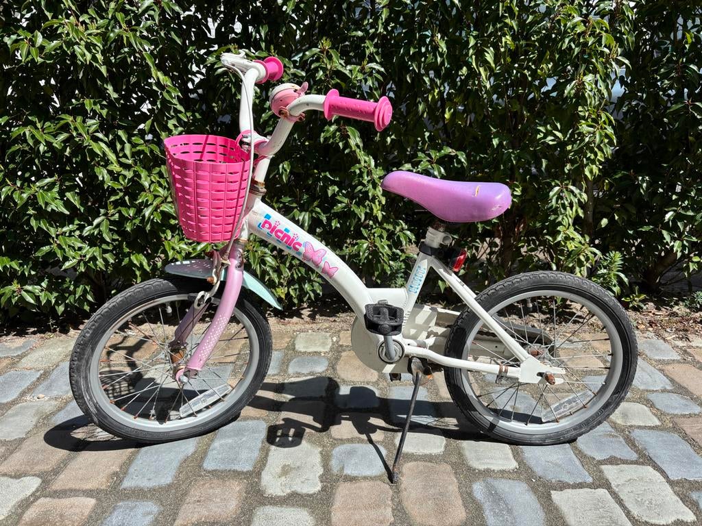 Leuke kinderfiets 16 inch met Mega Mindy mandje, Ophalen, Gebruikt, Terugtraprem, 16 tot 20 inch