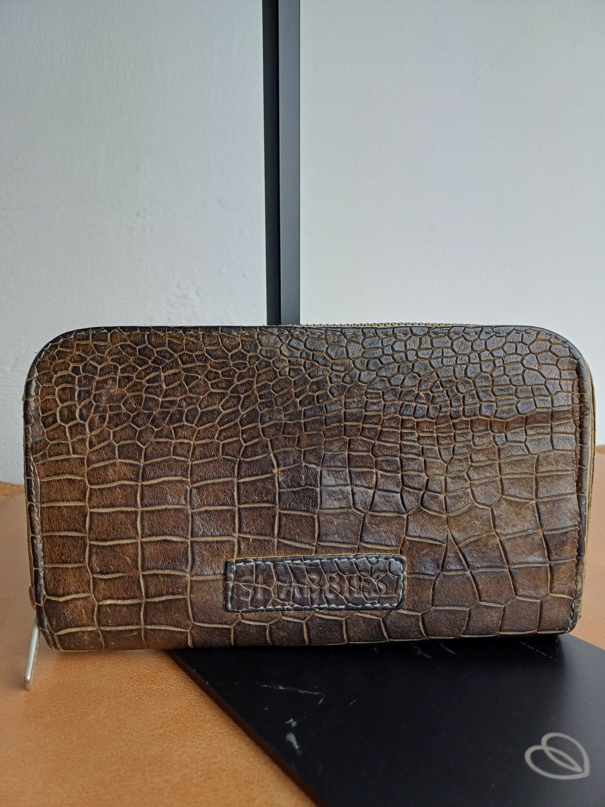 Bruin leren portemonnee croco Shabbies, Ophalen of Verzenden, Gebruikt, Bruin, Leer
