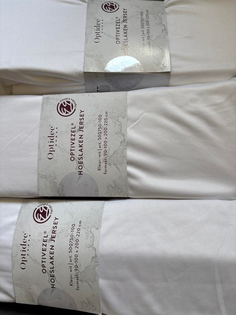 Nieuw Optidee jersey hoeslaken wit 90-100x200-220cm, Eenpersoons, Nieuw, Ophalen of Verzenden, Wit