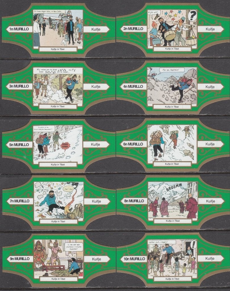 Sigarenbanden van Kuifje in Tibet, Murillo 1n-10n groen-goud, Verzamelen, Ophalen of Verzenden, Nieuw, Sigarenbandjes