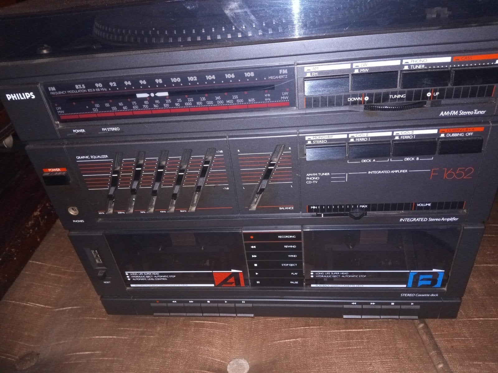 Philips F1652 Stereo Set met Platenspeler en Speakers, Ophalen, Cassettedeck, Philips