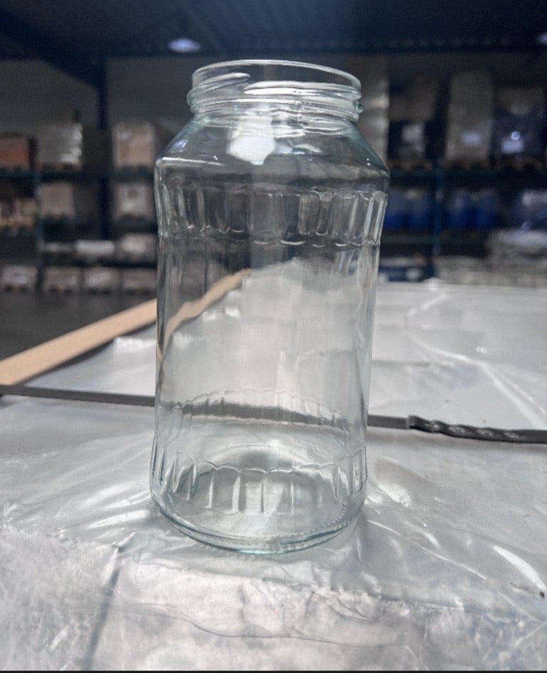 Glazen potten zonder deksel - 370 ml en 770 ml, Geribbeld, Ophalen of Verzenden, Glas, Onbekend
