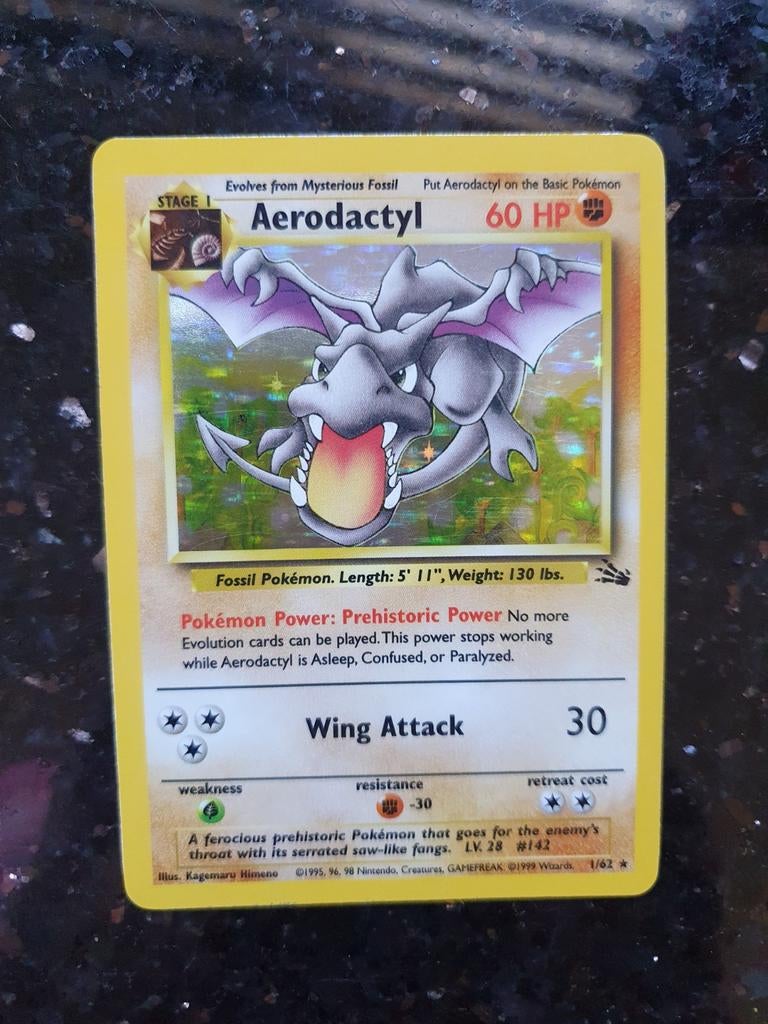 Aerodactyl 1/62 holo pokemon kaart, Ophalen of Verzenden, Zo goed als nieuw