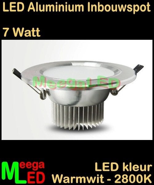 LED Aluminium inbouwspot downlight 7 Watt Warmwit - 5 stuks, Huis en Inrichting, Lampen | Spots, Overige materialen, Nieuw, Overige fittingen