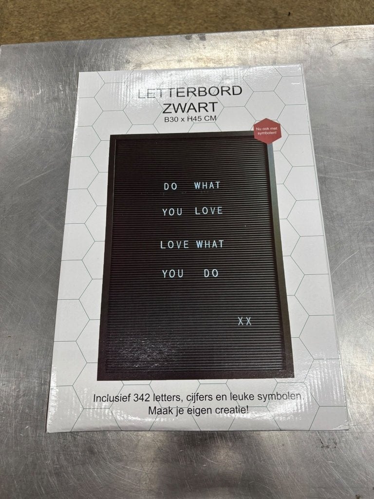 Zwart Letterbord B30 x H45 cm met 342 karakters (10x), Ophalen, Nieuw, Overige typen