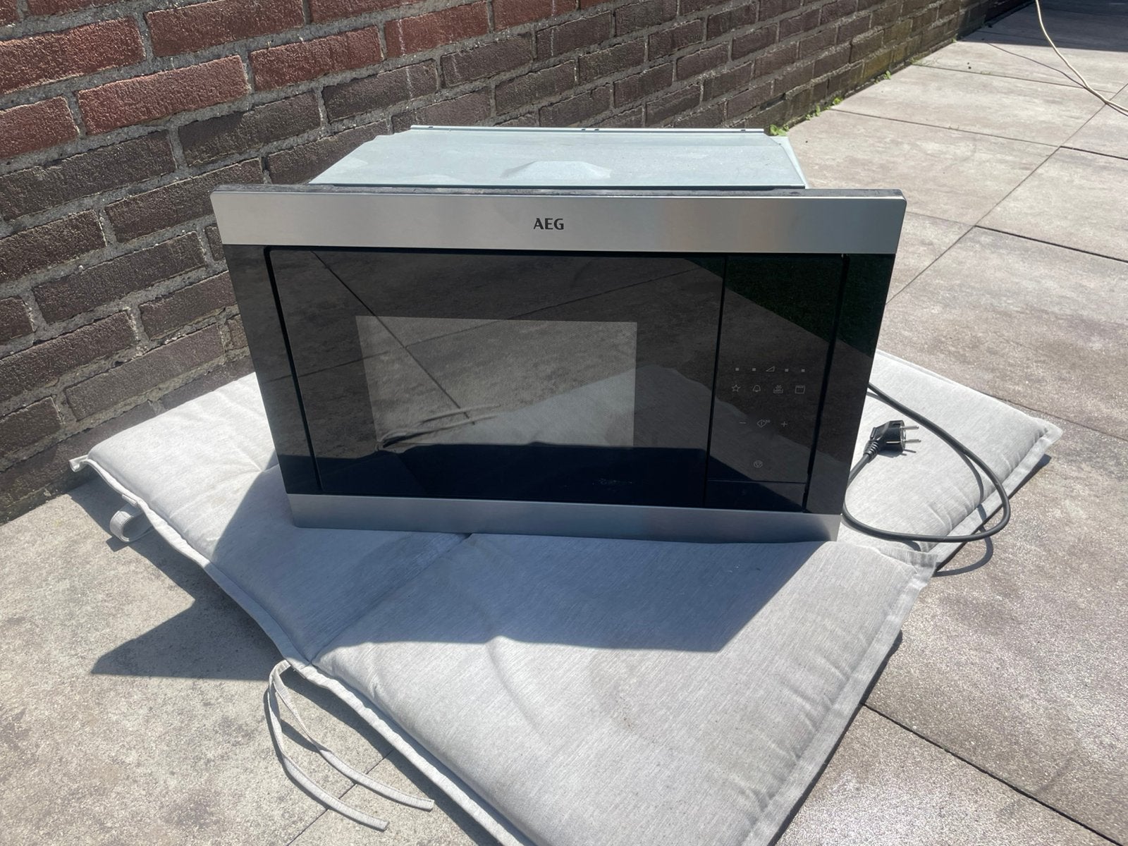 AEG inbouw magnetron zwart metalic, Witgoed en Apparatuur, Magnetrons, Ophalen, Gebruikt, Hete lucht, Magnetron