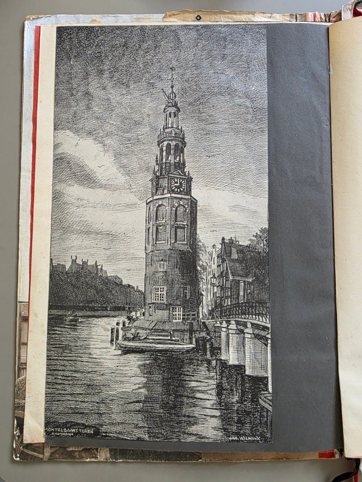 091) ORIGINEEL WERK JAN WILMINK MONTELBAANSTOREN AMSTERDAM, Architectuur, Gesigneerd, 1900 - 1949, Verzenden