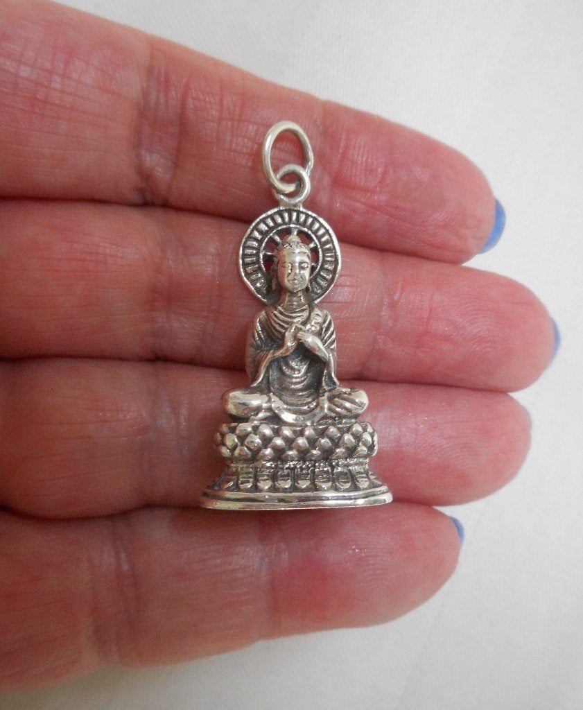Prachtige zilveren boeddha hanger nr.1525, Verzenden, Zo goed als nieuw, Kruis of Symbool, Zilver