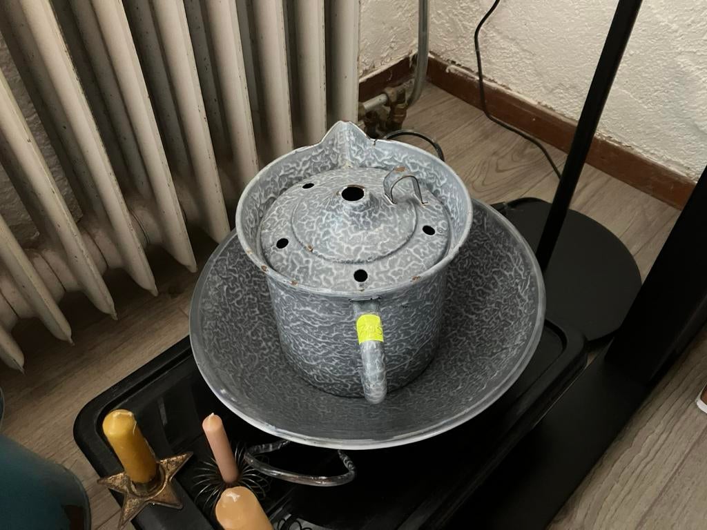 Grijsgewolkte melkkoker met wok, Ophalen of Verzenden