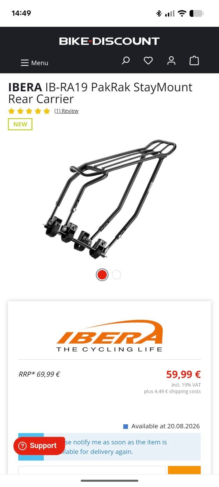 Ibera IB-RA19 PakRak StayMount Achterdrager Bagagerek, Fietsen en Brommers, Ophalen of Verzenden