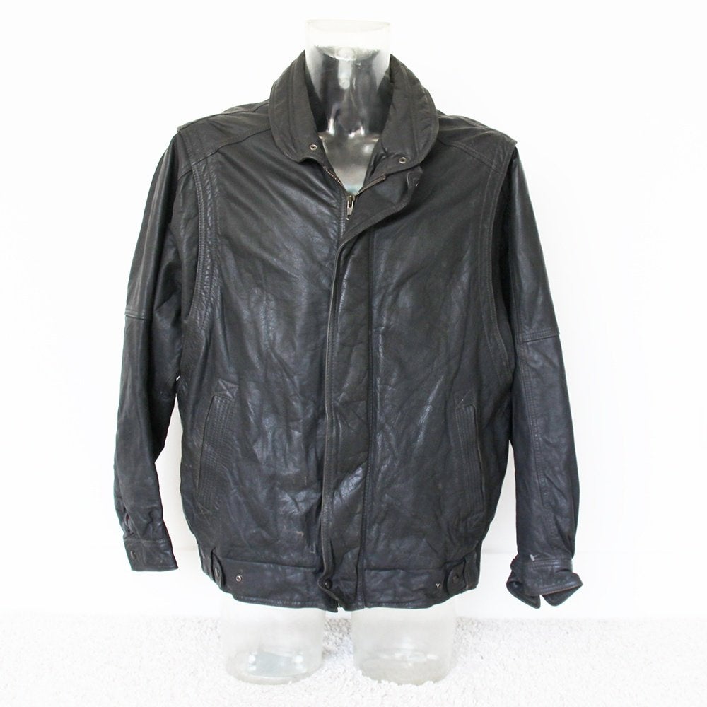 Warme Soepele Leren Heren Jas182* (Maat 54) € 95,-, Maat 52/54 (L), Zwart, Vintage, Ophalen of Verzenden