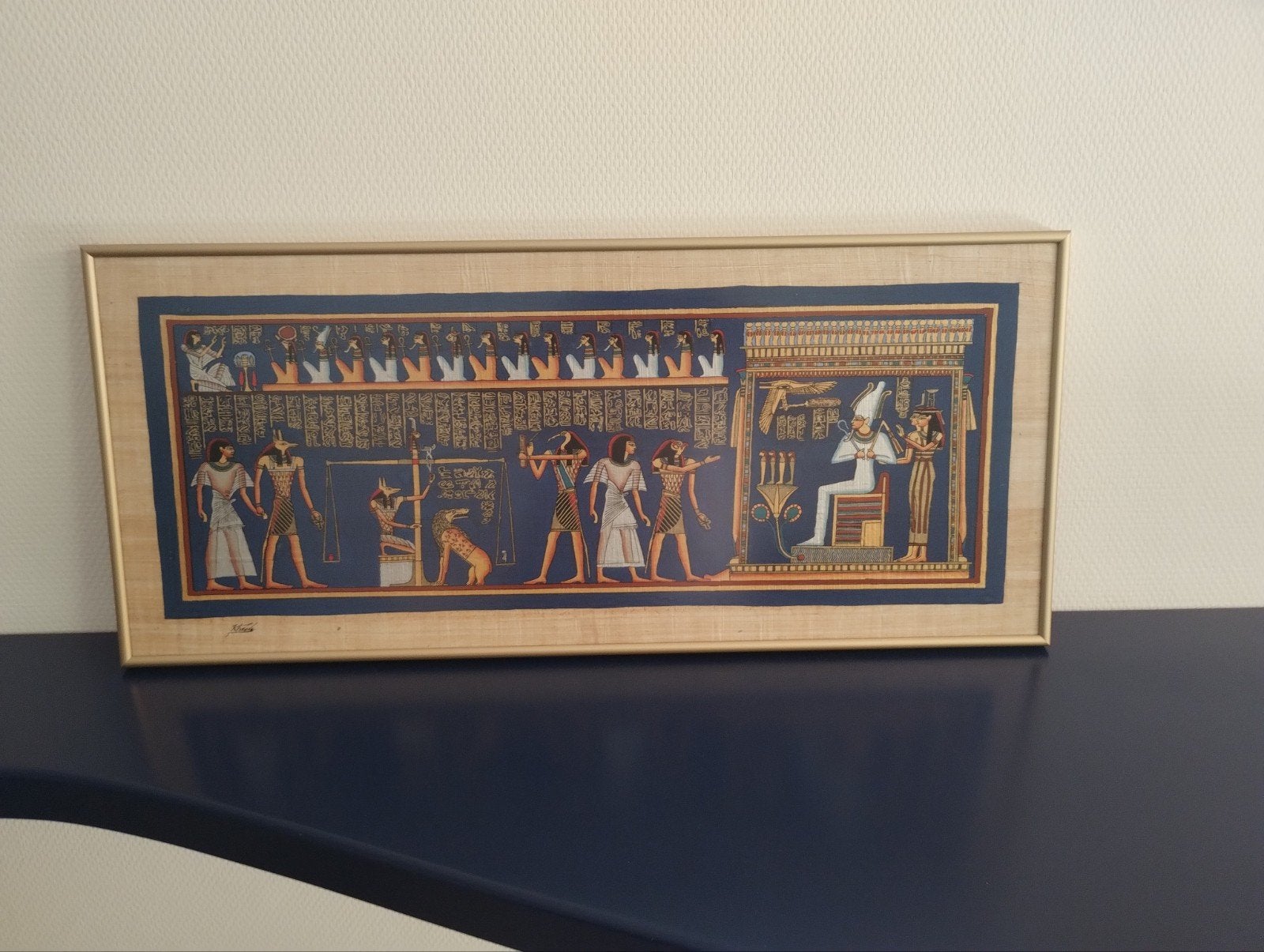 Ingelijste Egyptische Papyrus Schilderij, Antiek en Kunst, Ophalen
