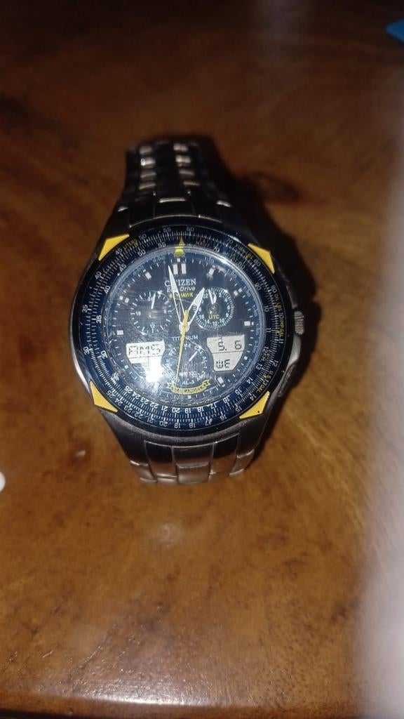 Citizen promaster titanium eco drive blue angels skyhawk, Ophalen, Zo goed als nieuw, Staal, Citizen